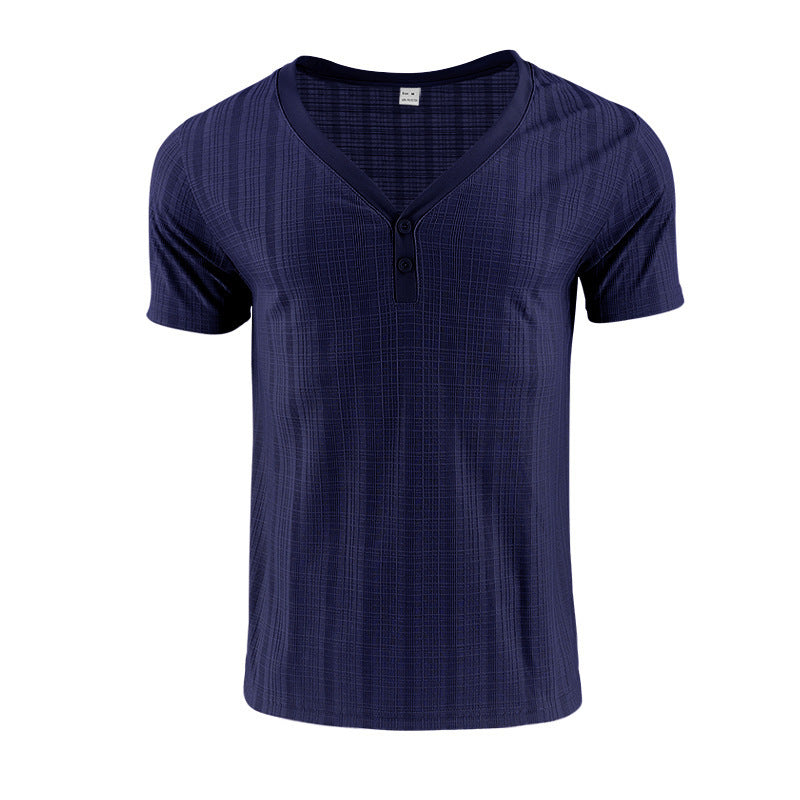 T-shirt d'été à col en V et manches courtes pour homme, ample et respirant