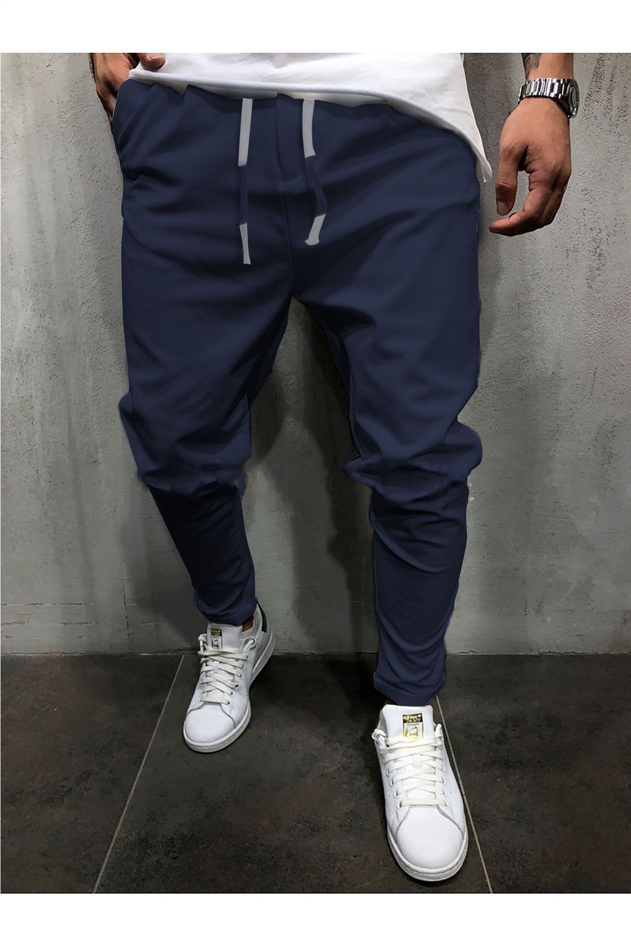 Pantalon court uni pour homme avec bande élastique