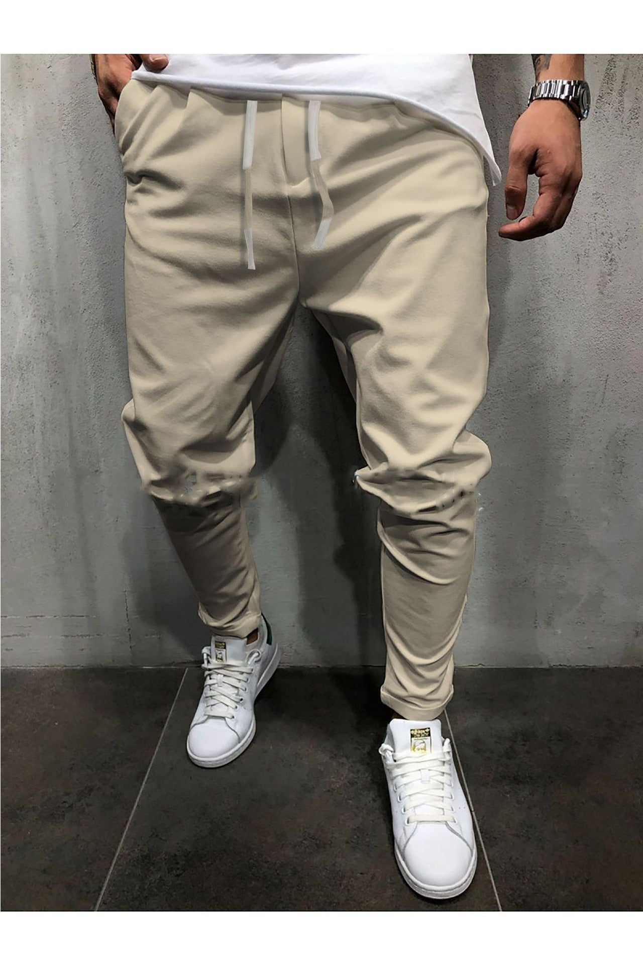 Pantalon court uni pour homme avec bande élastique