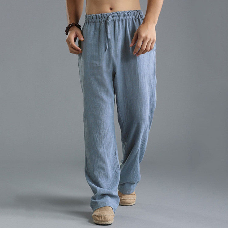 Pantalon de sport ample et décontracté en lin respirant pour homme