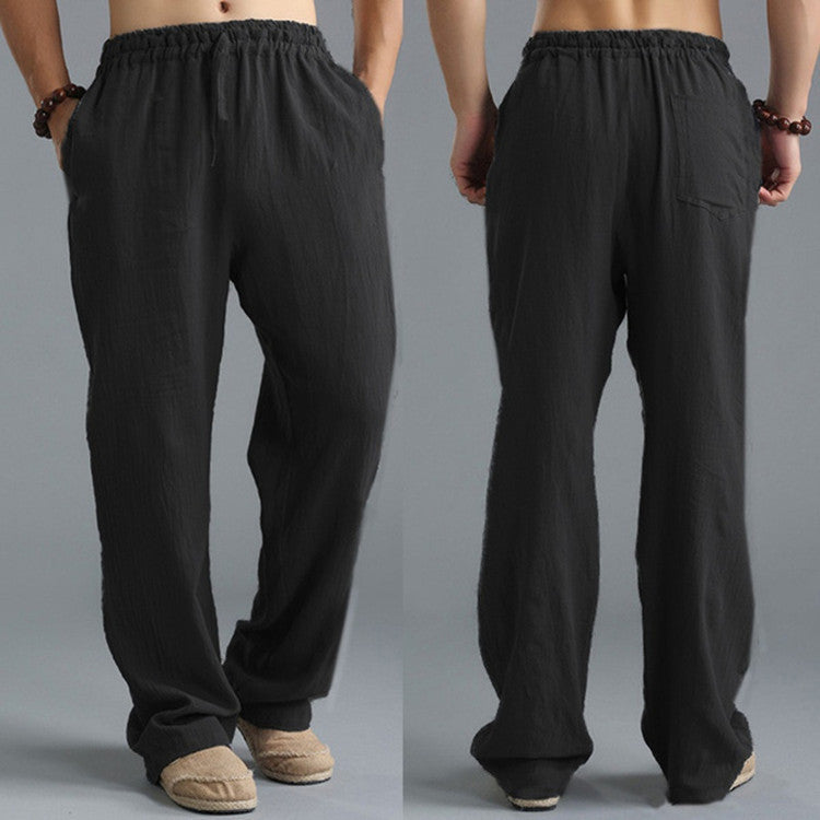 Pantalon de sport ample et décontracté en lin respirant pour homme