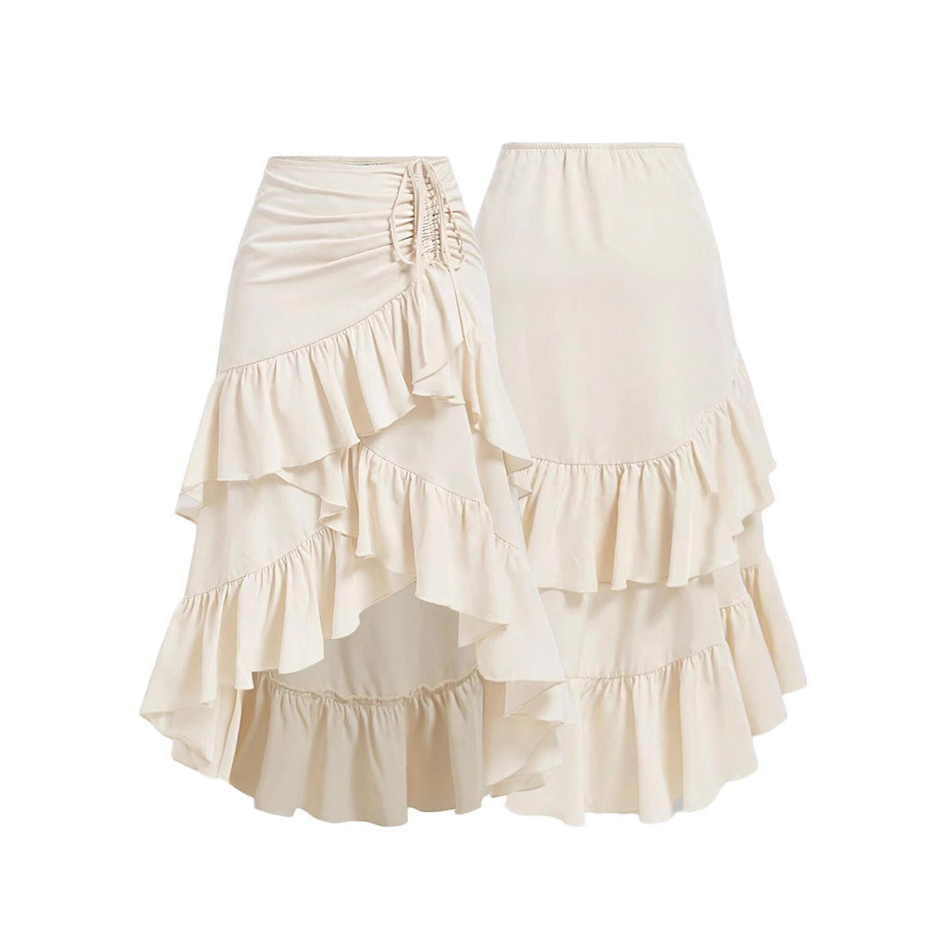 Jupe taille haute à ourlet asymétrique et ourlet en feuille de lotus