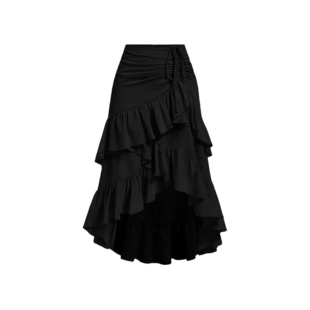 Jupe taille haute à ourlet asymétrique et ourlet en feuille de lotus
