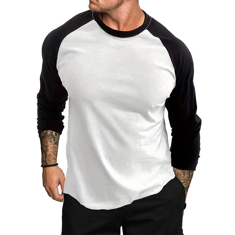 T-shirt à col rond et manches longues pour homme, style décontracté et respirant