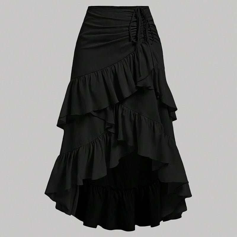 Jupe taille haute à ourlet asymétrique et ourlet en feuille de lotus