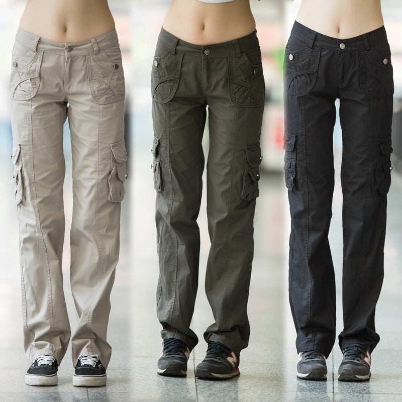 Pantalon décontracté femme cargo plusieurs poches
