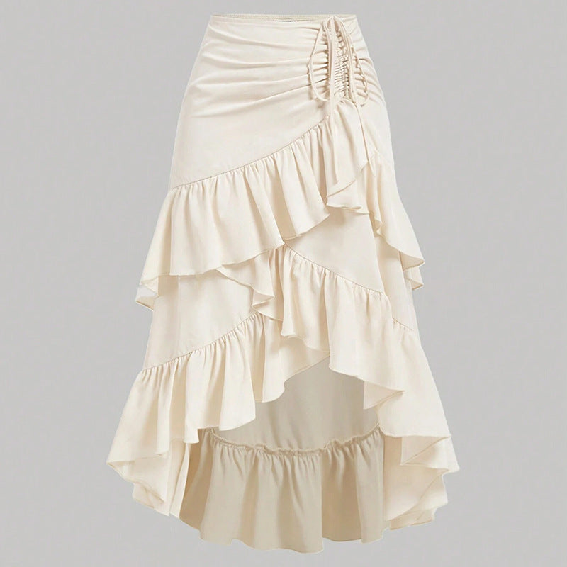 Jupe taille haute à ourlet asymétrique et ourlet en feuille de lotus