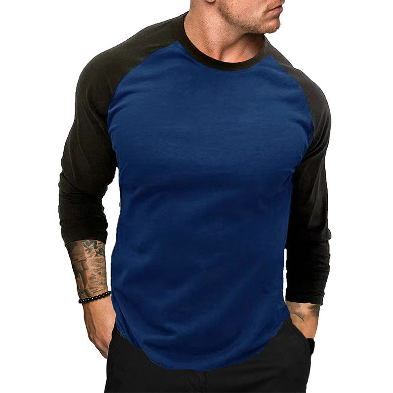 T-shirt à col rond et manches longues pour homme, style décontracté et respirant