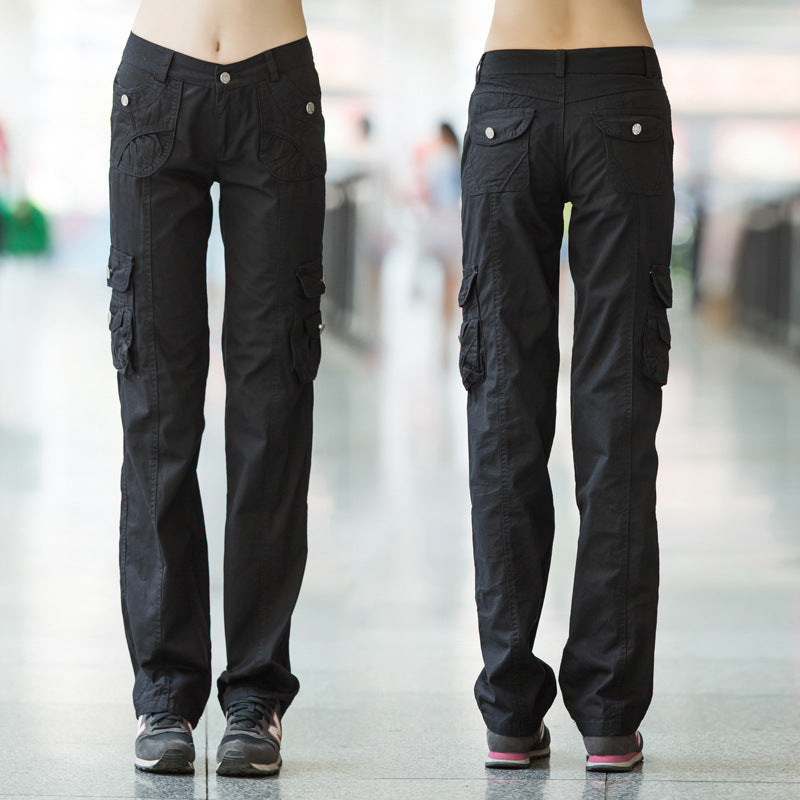 Pantalon décontracté femme cargo plusieurs poches
