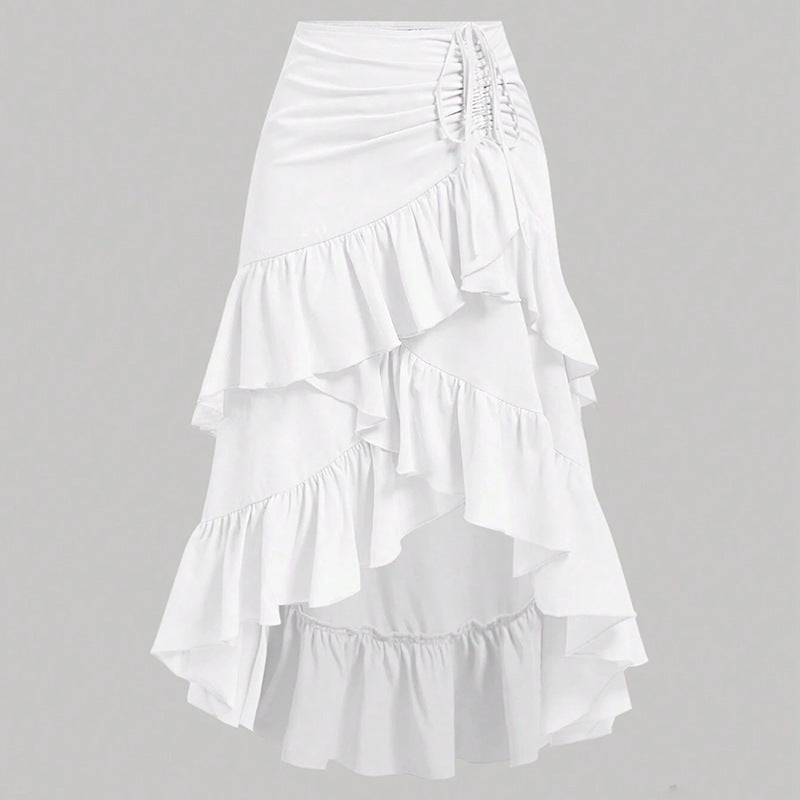 Jupe taille haute à ourlet asymétrique et ourlet en feuille de lotus