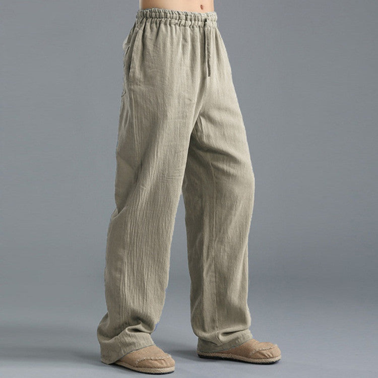 Pantalon de sport ample et décontracté en lin respirant pour homme