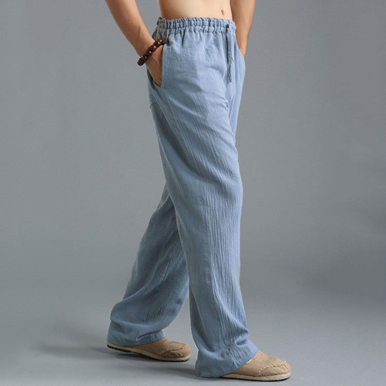 Pantalon de sport ample et décontracté en lin respirant pour homme