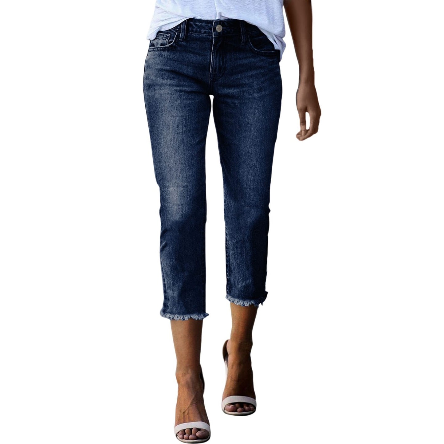 Jean slim extensible rétro tendance pour femme