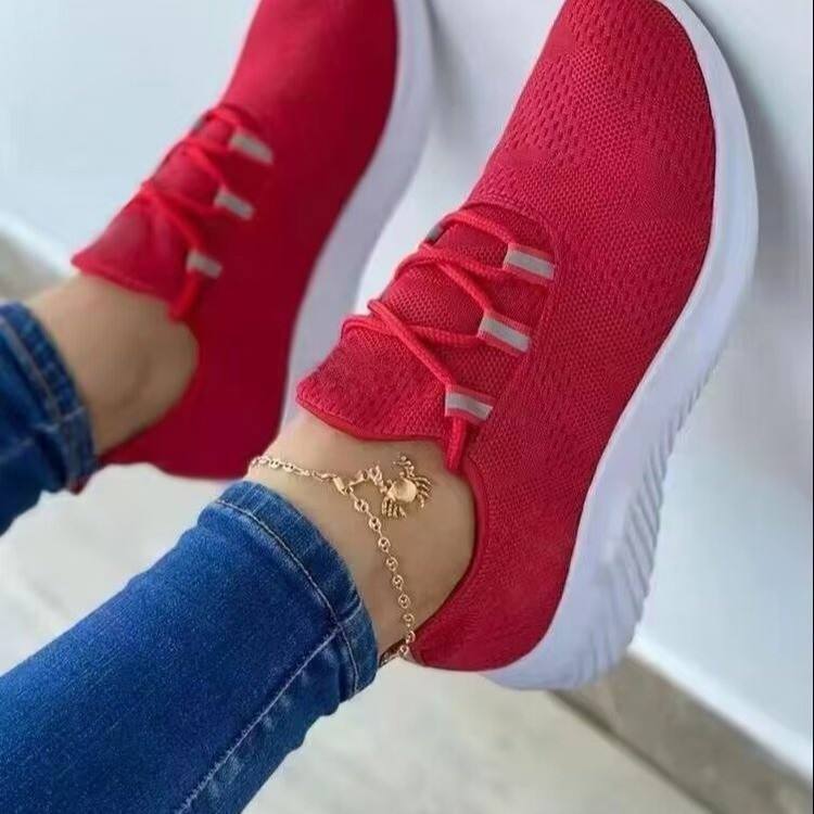 Basket femme décontractées à lacets en maille