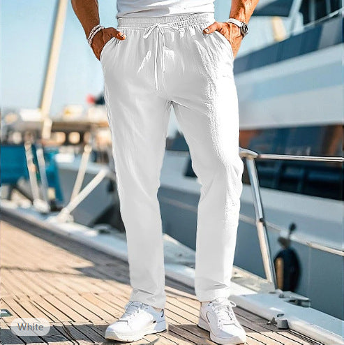 Pantalon d'été pour homme, taille élastique, coupe droite