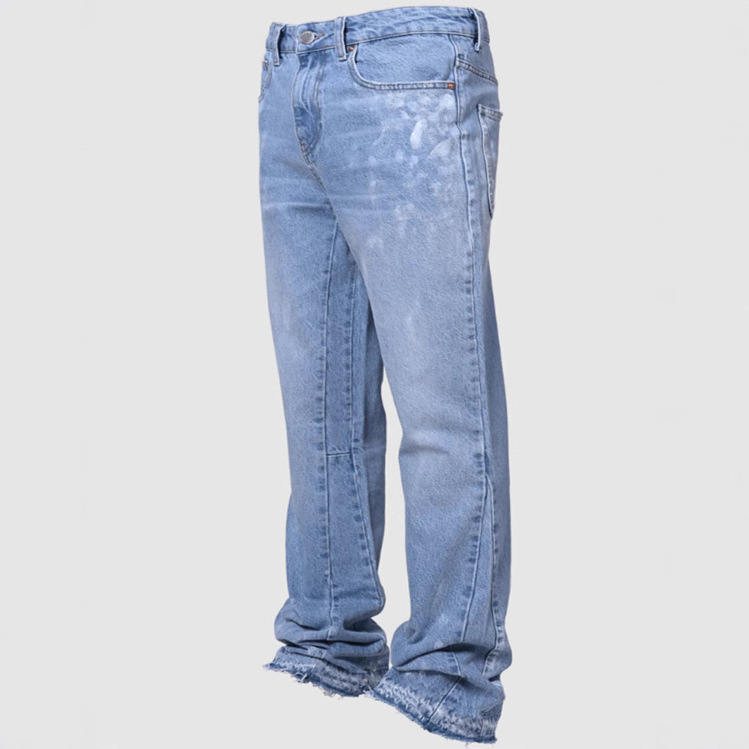 Pantalon droit en denim extensible brodé pour homme