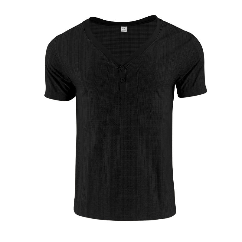 T-shirt d'été à col en V et manches courtes pour homme, ample et respirant