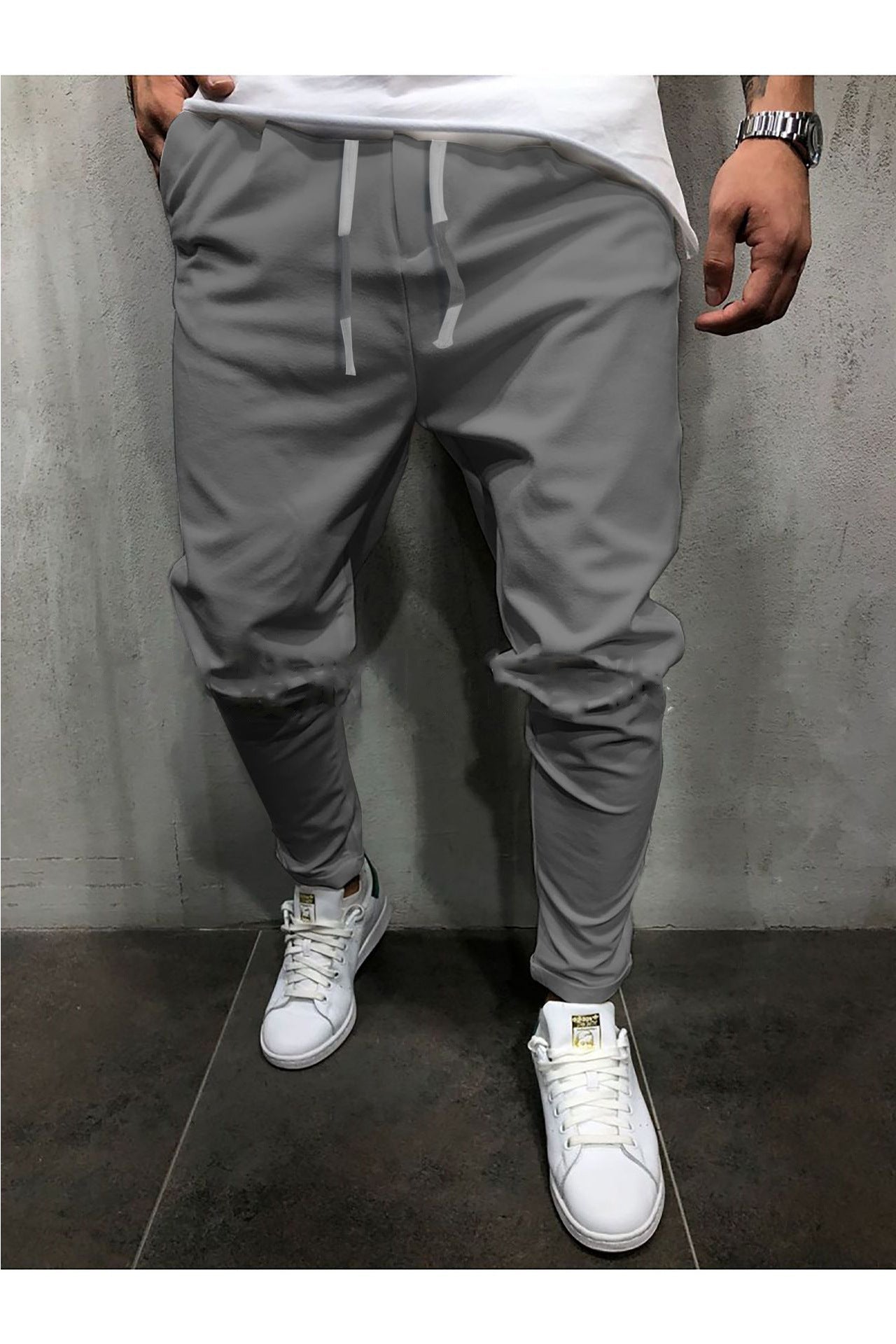 Pantalon court uni pour homme avec bande élastique