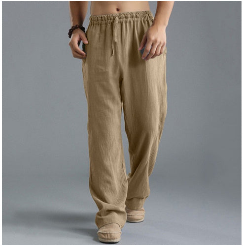 Pantalon de sport ample et décontracté en lin respirant pour homme