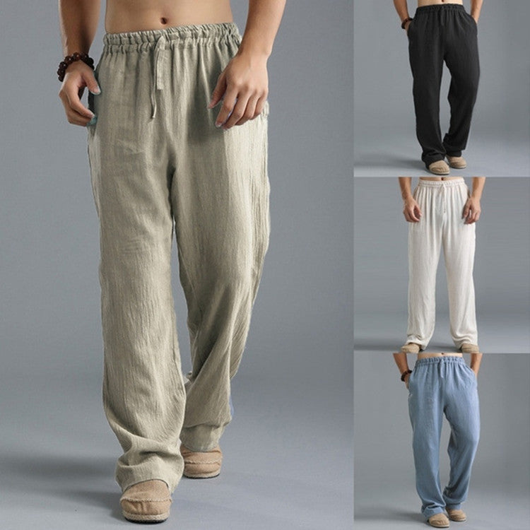 Pantalon de sport ample et décontracté en lin respirant pour homme