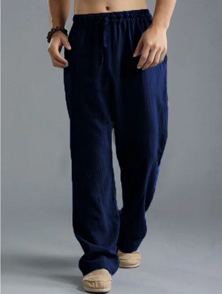 Pantalon de sport ample et décontracté en lin respirant pour homme