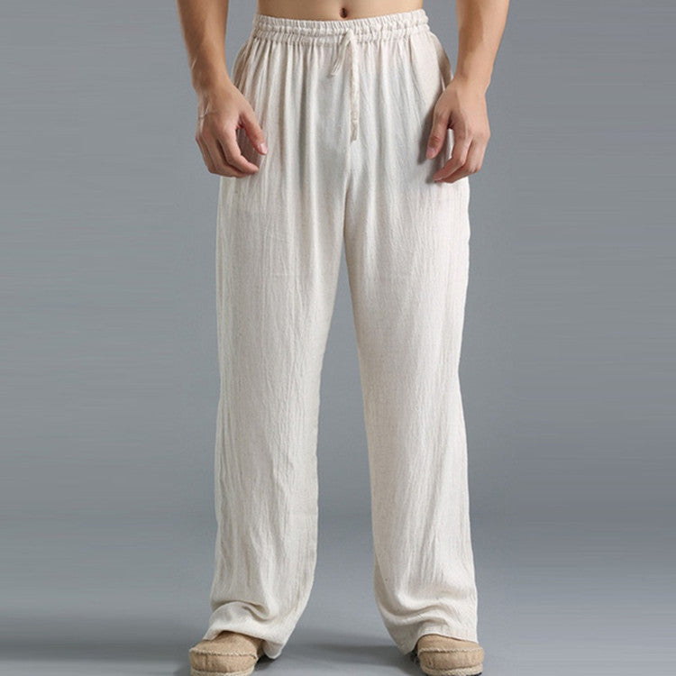 Pantalon de sport ample et décontracté en lin respirant pour homme