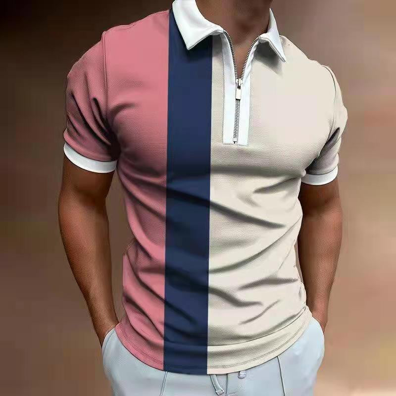 Polo à manches courtes et imprimé rayé pour homme
