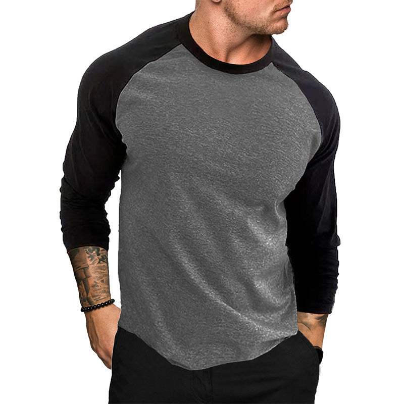 T-shirt à col rond et manches longues pour homme, style décontracté et respirant
