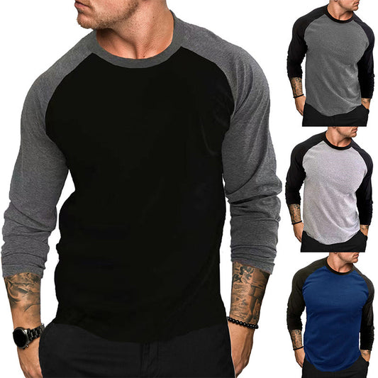 T-shirt à col rond et manches longues pour homme, style décontracté et respirant