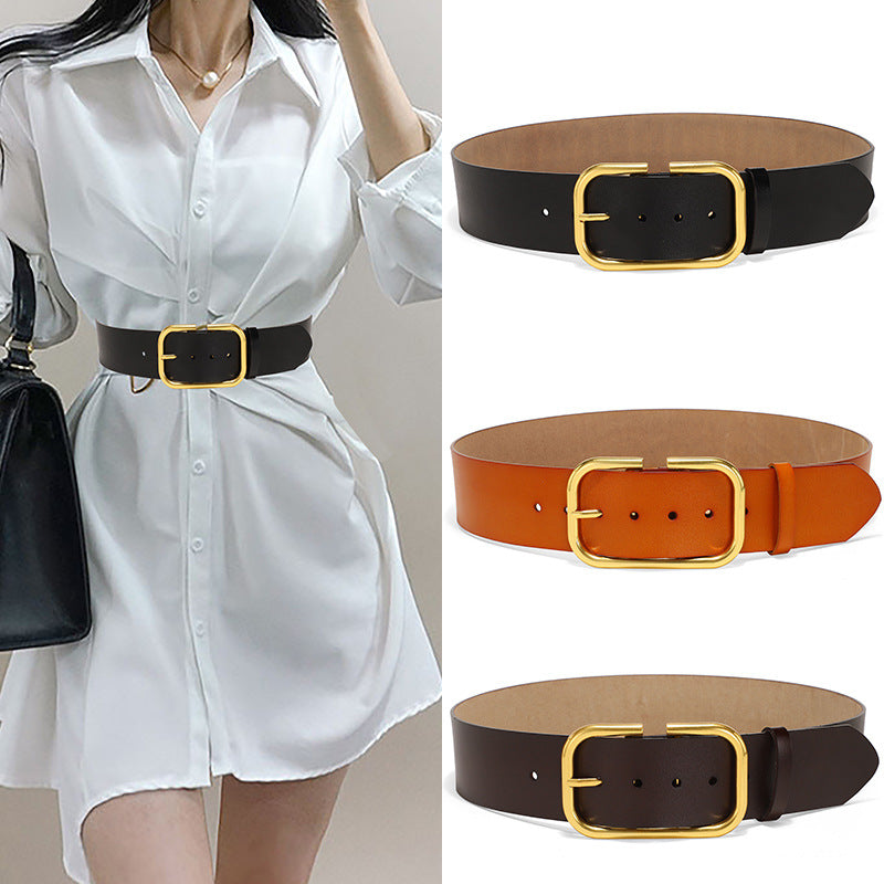 Ceinture large en cuir pour femme