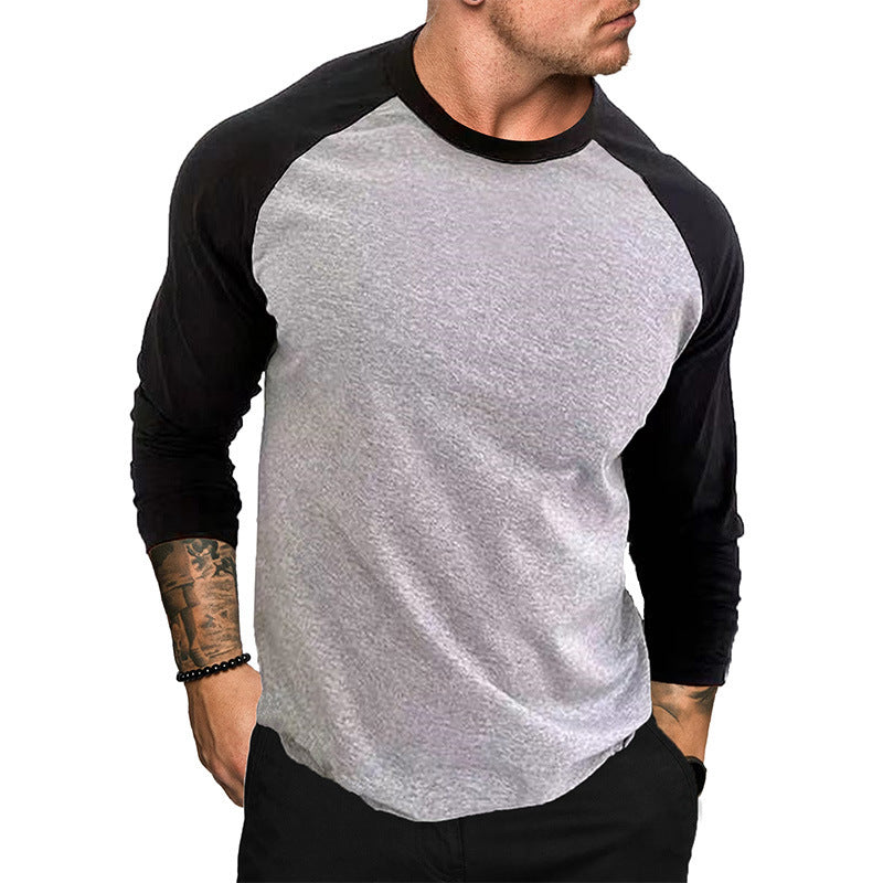 T-shirt à col rond et manches longues pour homme, style décontracté et respirant