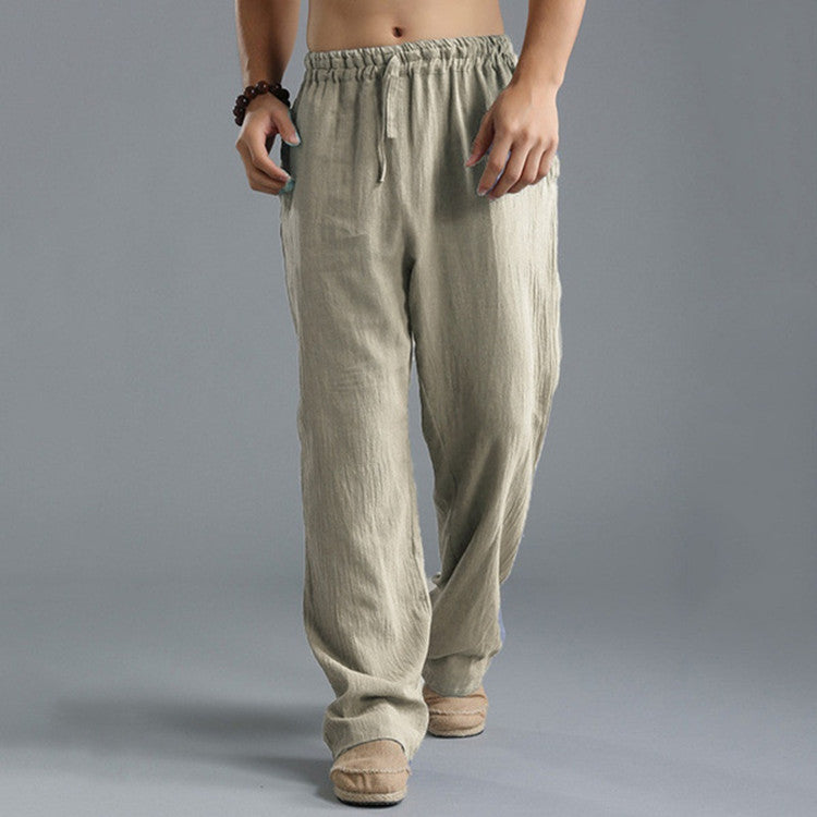 Pantalon de sport ample et décontracté en lin respirant pour homme