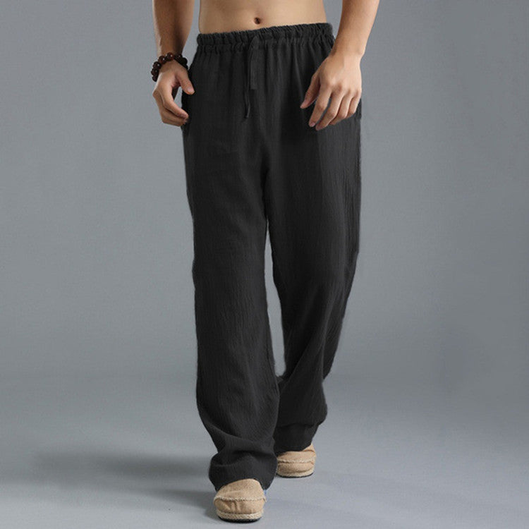 Pantalon de sport ample et décontracté en lin respirant pour homme