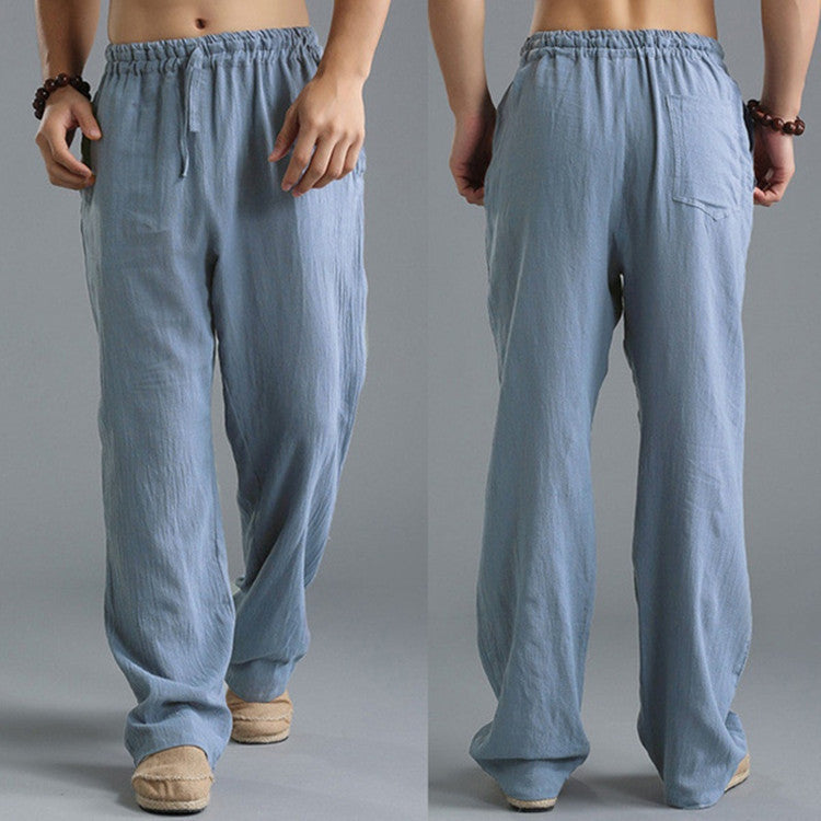 Pantalon de sport ample et décontracté en lin respirant pour homme